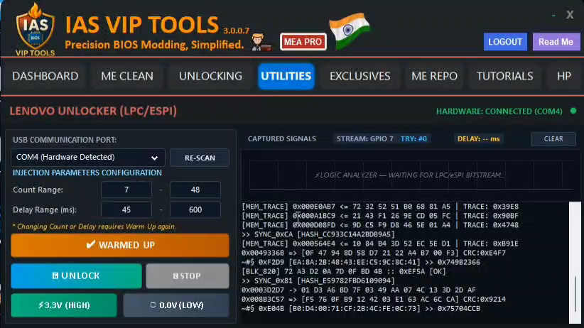 IAS VIP Tools Lenovo Unlocker LPC/eSPI Hardware Injection Interface